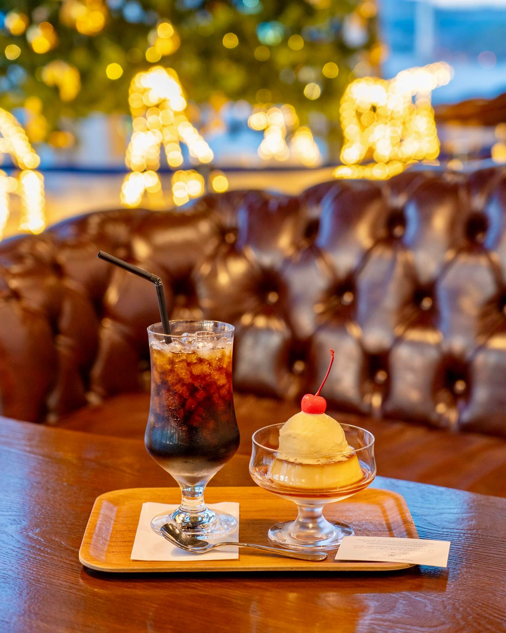 当店で人気の門司港昭和レトロプリンとアイスコーヒー